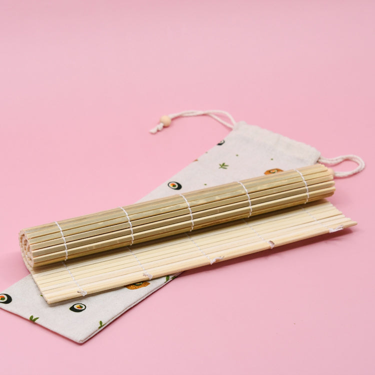 Kimbap Special Goods Set – Damyang Bamboo Mat & Handmade Linen Pouch (김밥 스페셜 굿즈 세트)