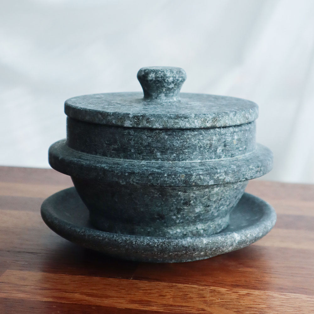 Jangsu Soapstone Tea Cup Set - Traditional Korean Gobdol Stoneware (장수 곱돌 찻잔 세트)