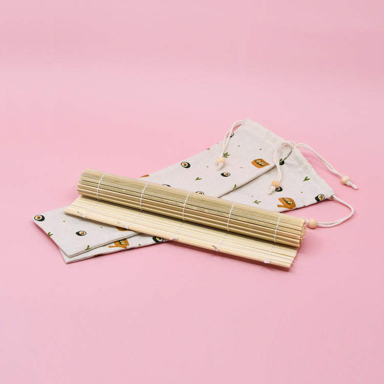 Kimbap Special Goods Set – Damyang Bamboo Mat & Handmade Linen Pouch (김밥 스페셜 굿즈 세트)