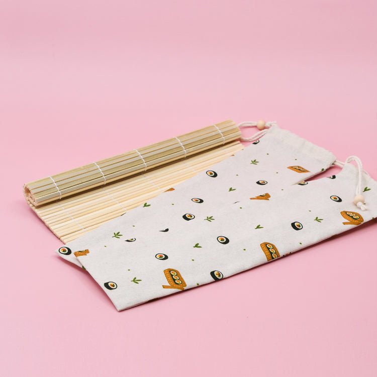 Kimbap Special Goods Set – Damyang Bamboo Mat & Handmade Linen Pouch (김밥 스페셜 굿즈 세트)